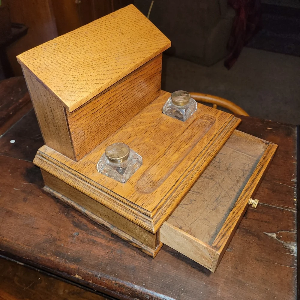 Antique Wooden Desk Set - Picture 9 of 14